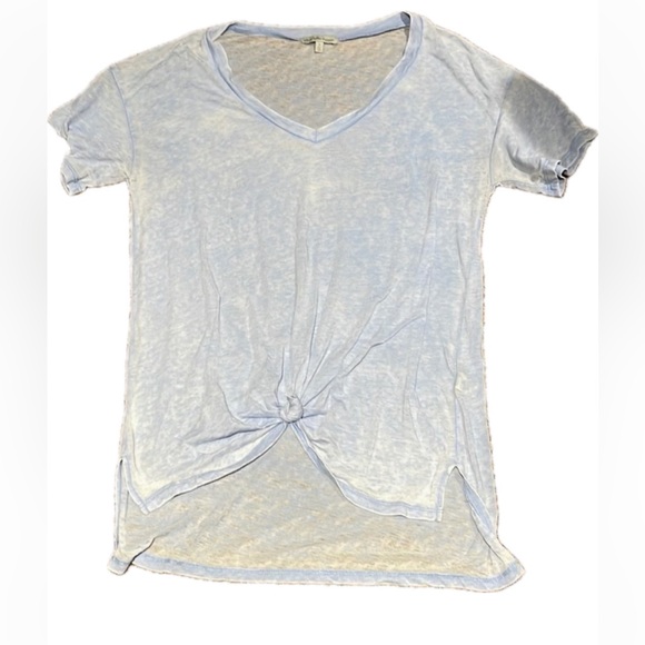 Charlotte Russe Tops - Charlotte Russe light blue burn out tee with tie front
